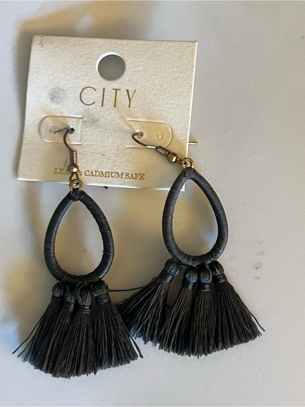 Charcoal gray Tassel Drop Earrings - Lightweight Fashion Jewelry